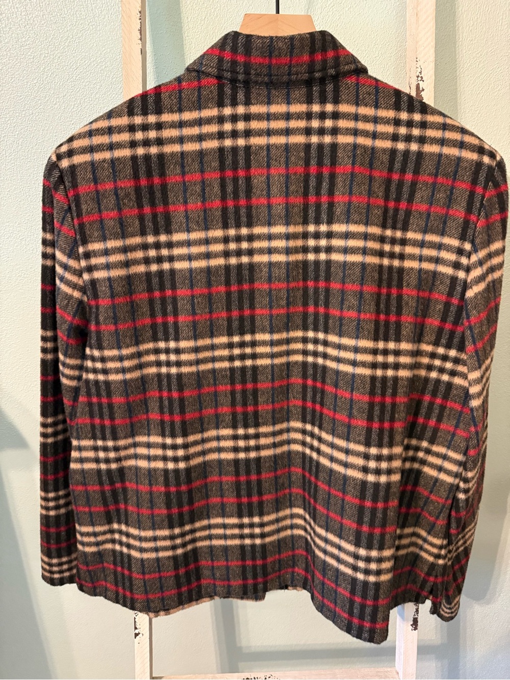 Vintage Evan Picone Plaid Button-Front Wool Jacket Black Beige Red Navy Tartan - Picture 5 of 10